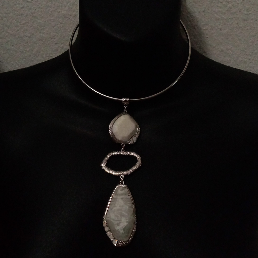 Erica Lyons Tone Coil Necklace with Pendant NWT